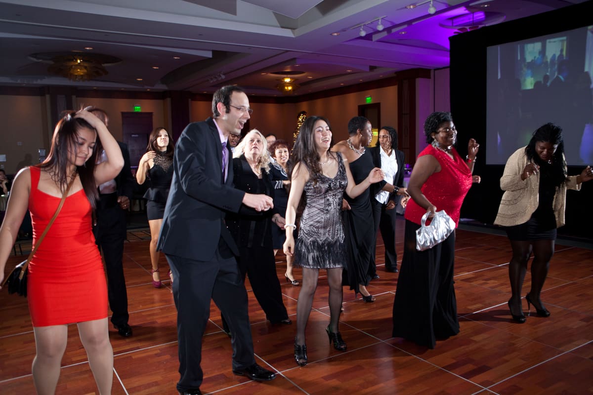 Packed dance floor at Westin Alexandria corporate event